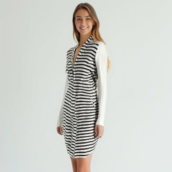 LILLA P black and white stripe open cardigan S - Picture 1 of 12
